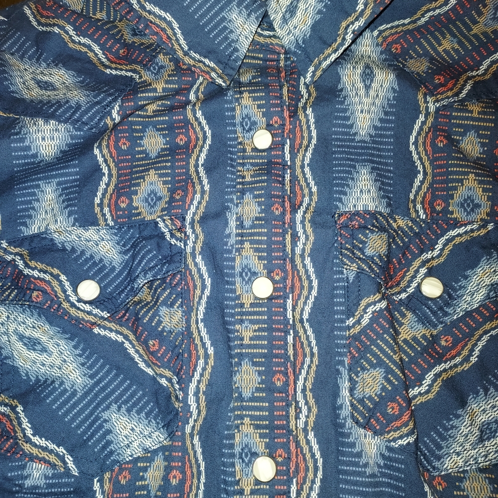 Blue Patterned Button-Up Shirt - Picture 2 of 5